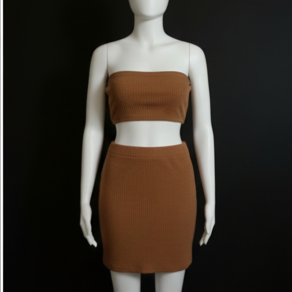 Chic Brown Women's Skirt Set